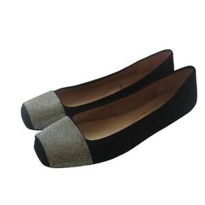 Black Fs/NY suede rhinestone ballet flats sz 8